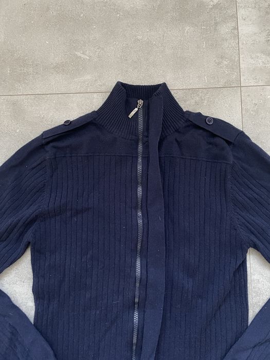 Granatowy sweter zapinany Nature, S • wełna, elegancki