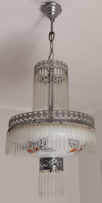 Candeeeiro de tecto em vidro antigo