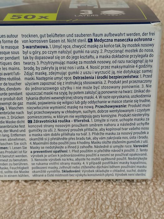 Maseczki chirurgiczne 50 szt, 3-warstwowe typ 2. Nowe