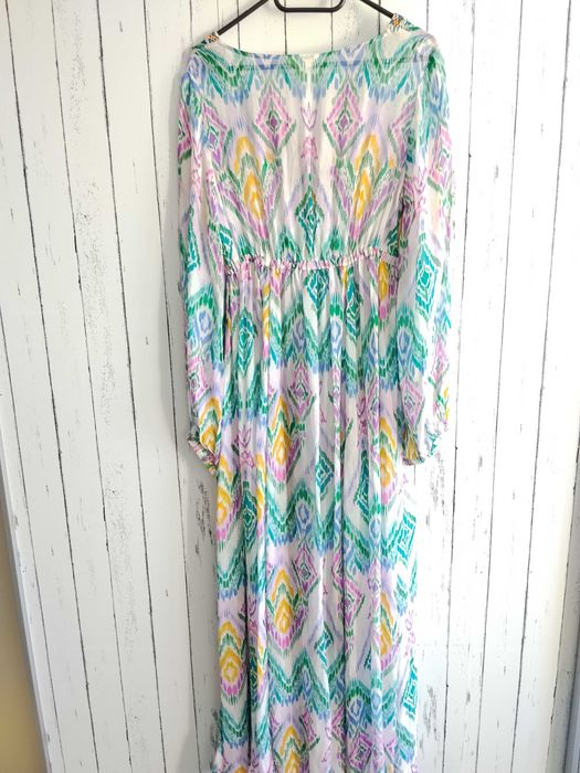 Luksusowa Sukienka Maxi Monsoon Kaftan 10 38 Wiskoza Boho Ikat