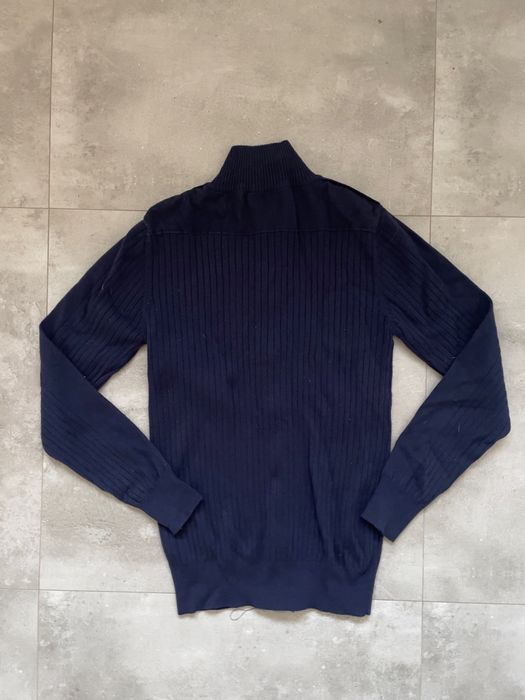 Granatowy sweter zapinany Nature, S • wełna, elegancki