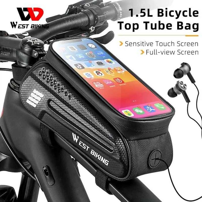 Uchwyt rowerowy na telefon skawa torba rowerowa poj 1,5L West Biking
