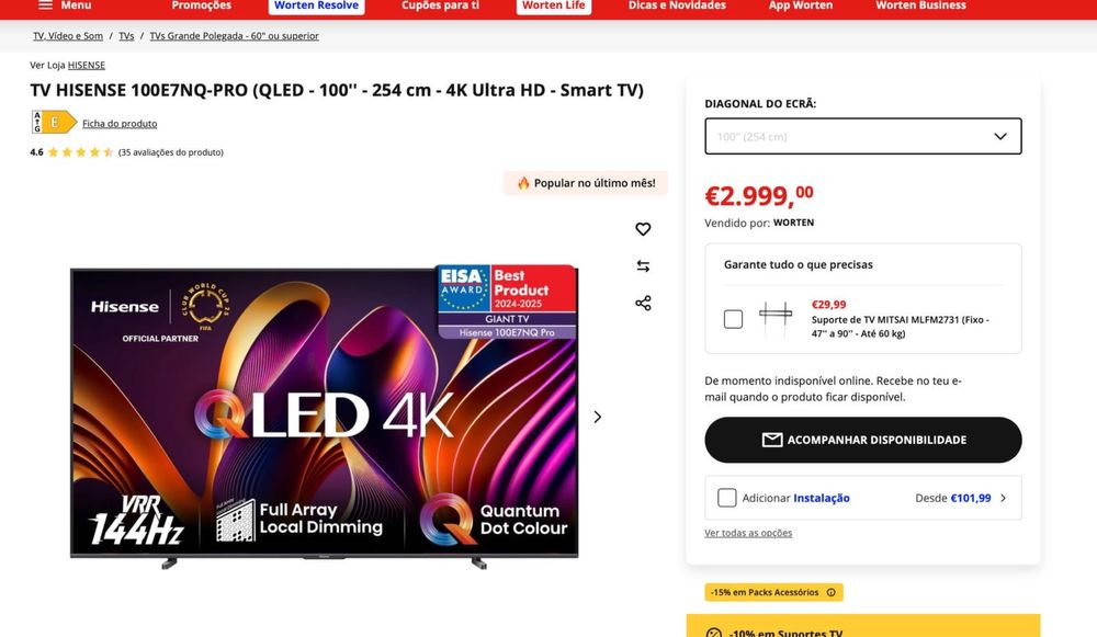 Hisense 100E7NQ Pro 100” QLED TV