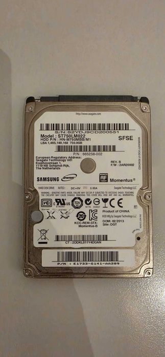 Disco Rígido Seagate Momentus 750GB 2.5" SATA