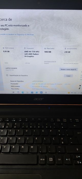 Portátil Acer de 15 polegadas