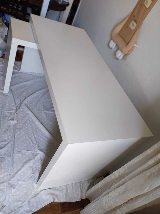 Secretária c/painel extraível, branco, 151x65 cm (Ikea)