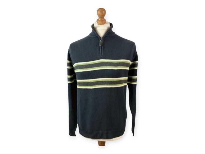 Męski półgolf Reserved L bawełna ciemnogranatowy na zamek half-zip casual basic