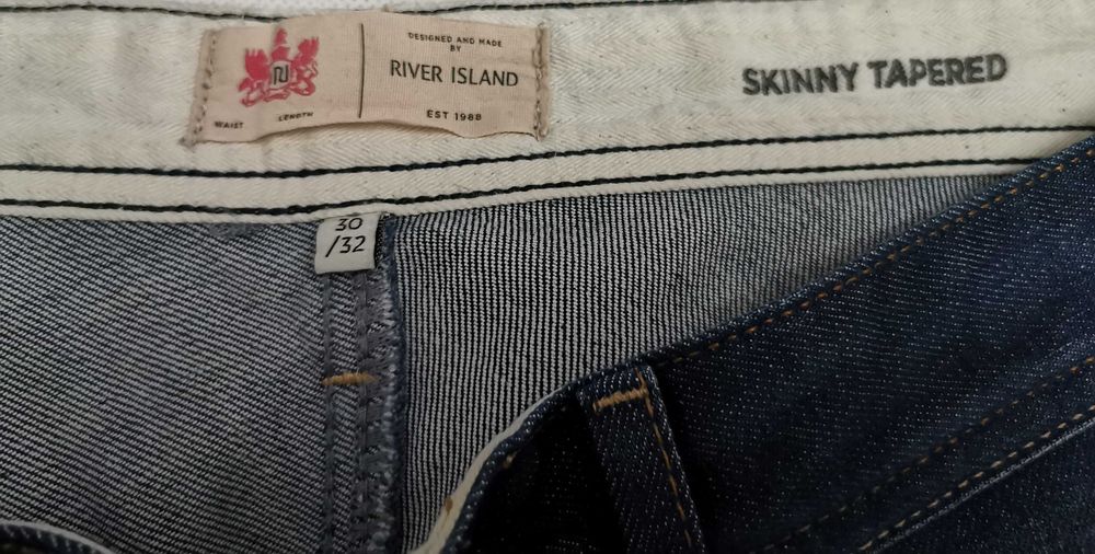RIVER ISLAND Skinny Tapered - Męskie Spodnie Jeansowe 30/32 j. Nowe