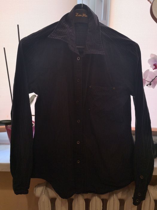 Koszula męska z długim rękawem w paski. Rozmiar L.