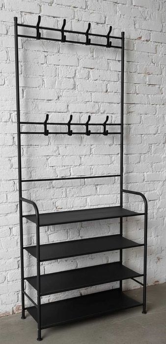 Вешалка напольная для одежды с полками для обуви и крючками для курток