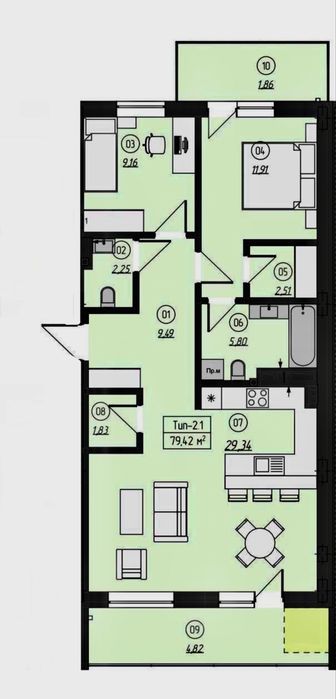 3-комнатная квартира по адресу ул. Собранецкая (площадь 79,4 м²) - Atlanta.ua - фото 16