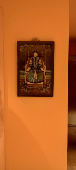 Quadro em pintura vidro reversa de imperador chinês