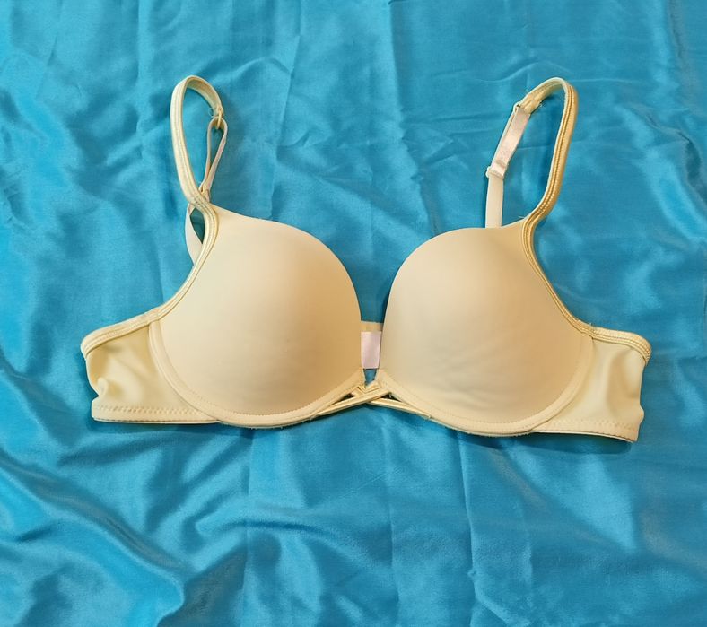 Żółty gładki biustonosz push up, rozmiar 80A,
