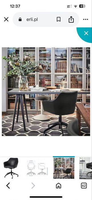 Tossberg Ikea krzeslo konferencyjne skora czarny