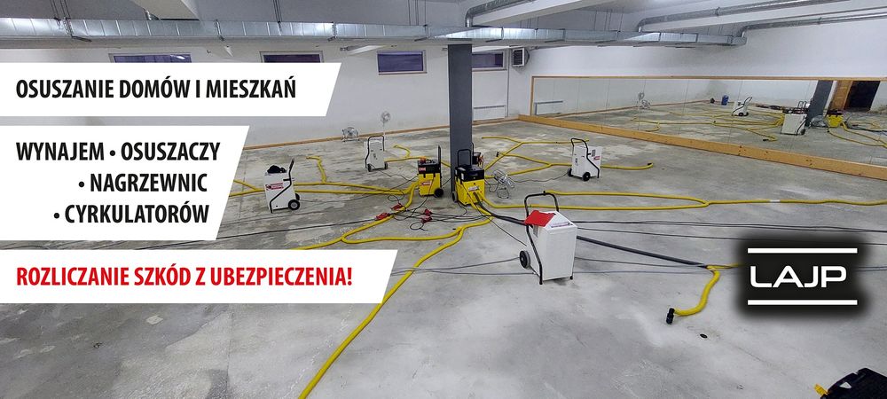 Osuszacz powietrza osuszanie  po zalaniu wynajem  osuszaczy
