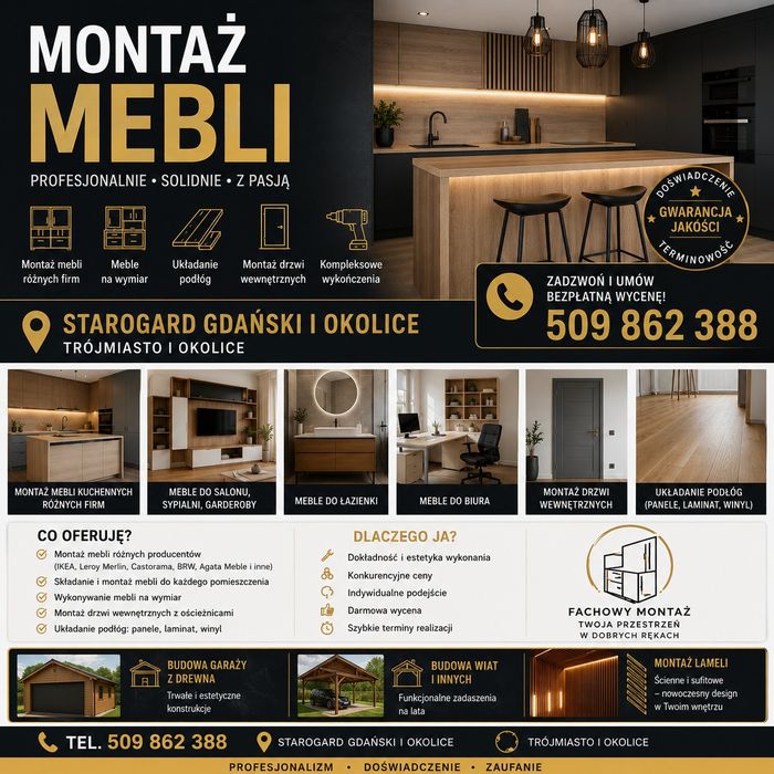 Montaż mebli, drzwi podłóg i inne