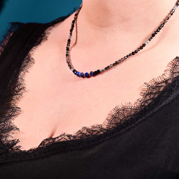 Naszyjnik lapis lazuli, obsydian, spinel czarny ,hematyt