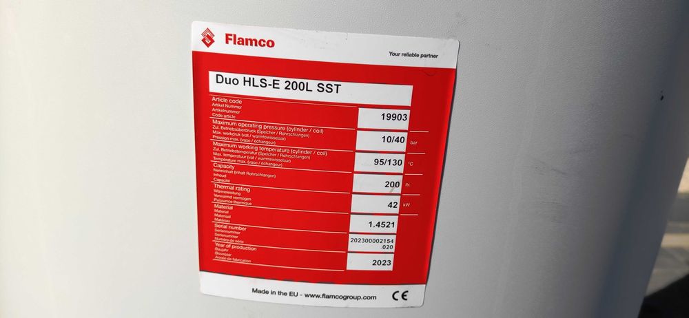 Bojler nierdzewny 150 / 200 L FLAMCO wężownica nierdzewka