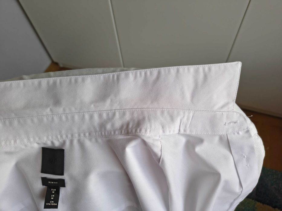 Biała koszula z krótkim rękawem H&M, slim fit, rozm. M