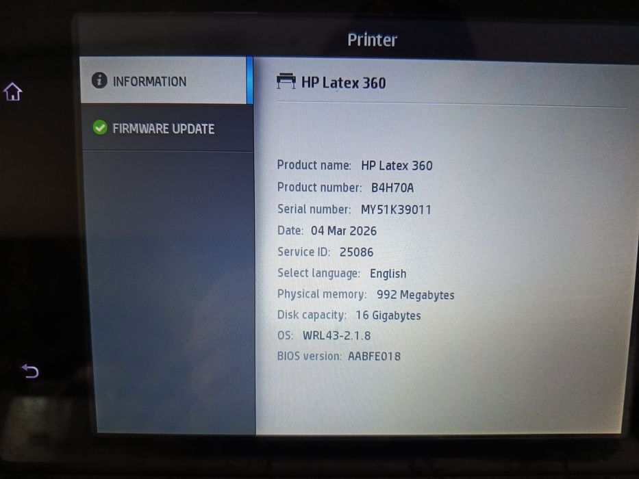 Ploter wielkoformatowy HP latex 360 niski przebieg 3700m2