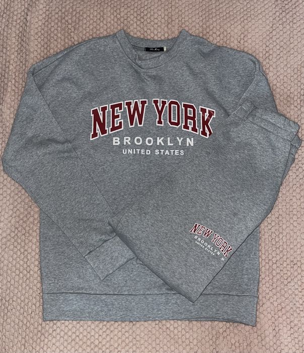 Теплий сірий костюм New York (світшот + штани)