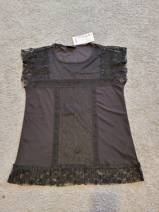 Nowa czarna bluzka z koronką roz 34