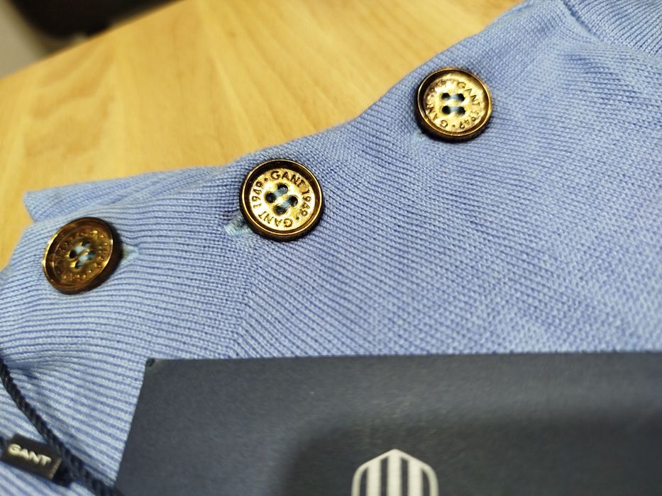 Sweter damski golf niebiesko lawendowy guziki Gant L