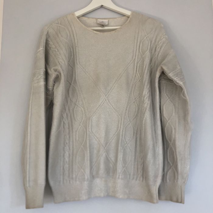 Srebrny sweter z tiulem Sportalm bawełna