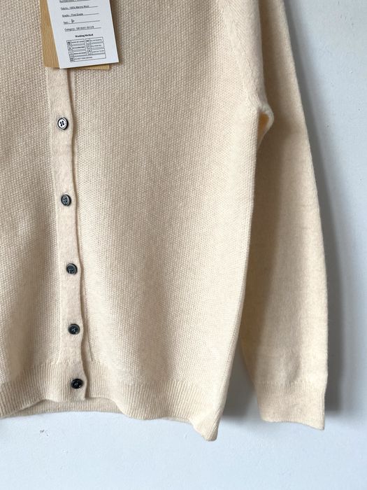 Nowy 100% wełna merino kardigan sweter kremowy basic merynos casual