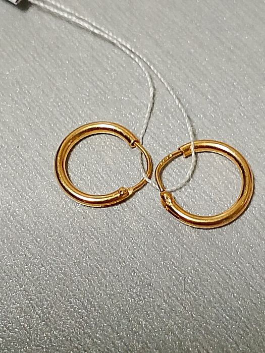 Золотые серьги-кольца 375 пробы.