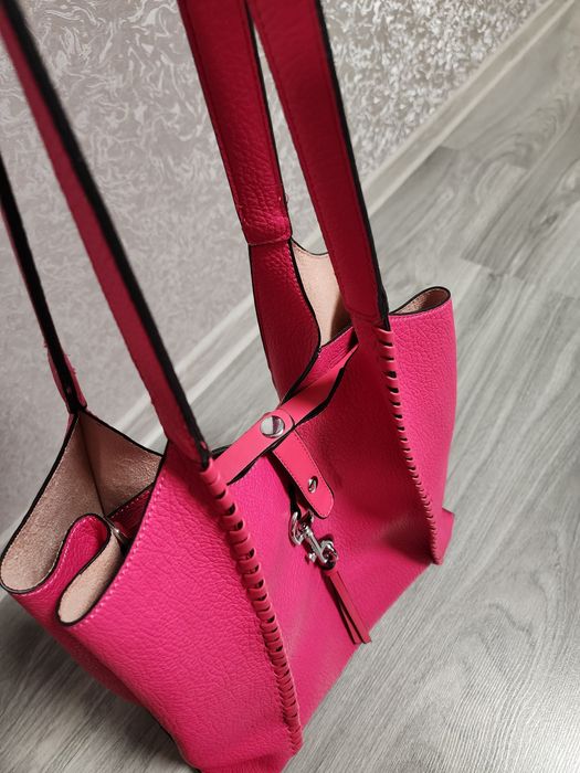 Кожаная сумка / малиновая сумка / большая сумка