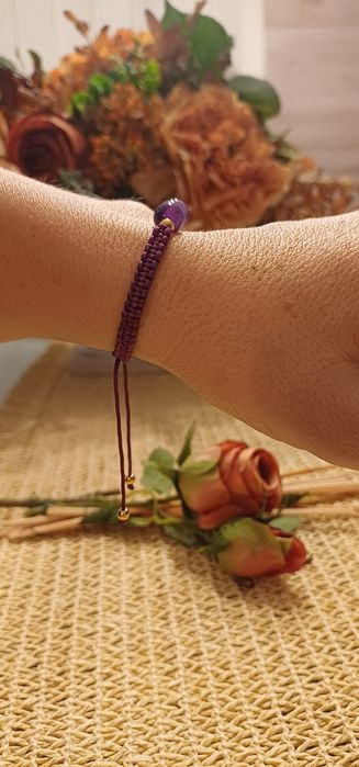 Pulseira Pedras Naturais & Macramê Ajustáve