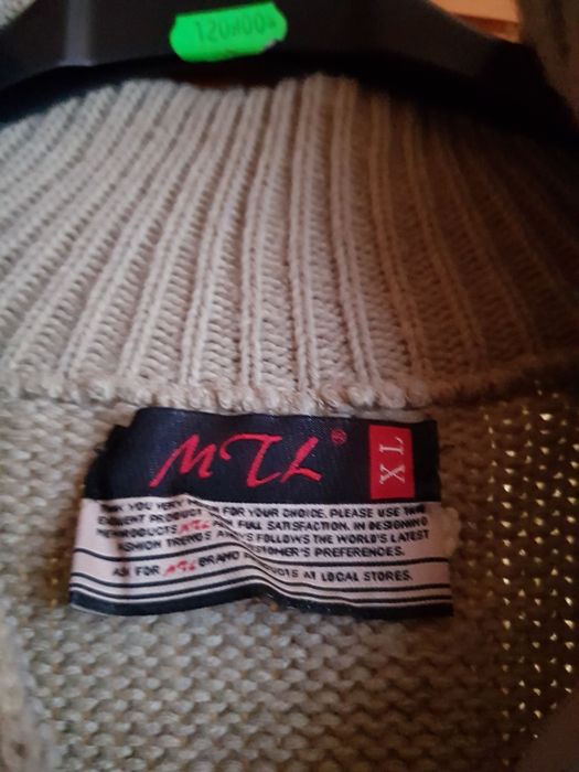 Sweter blezer męski kremowy bawelna XL