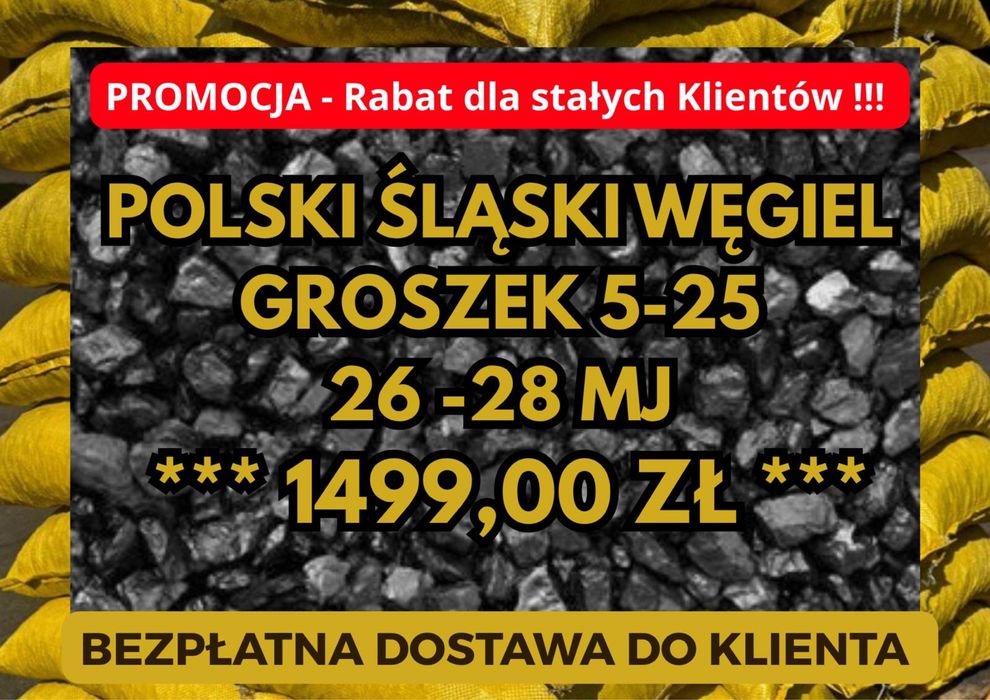 POLSKI WĘGIEL: GROSZEK (5-25) 26-28MJ-Dostawa Gratis !!!