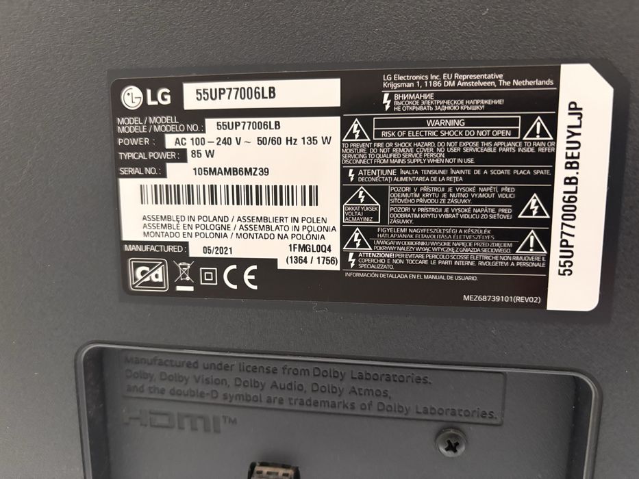 Smart TV LG 55” 4K - 55UP77006LB