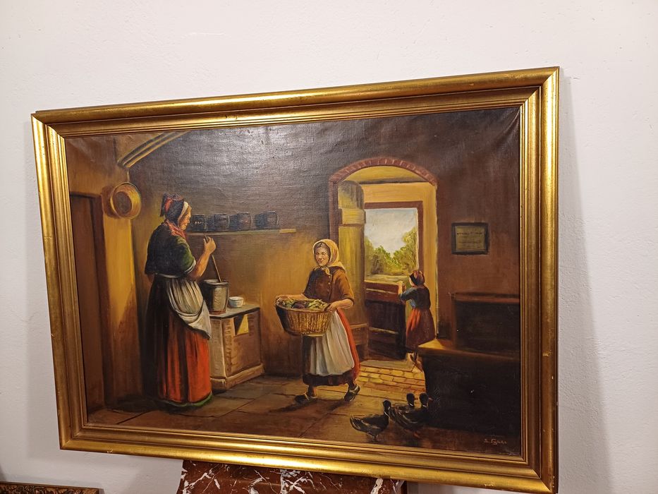 Stary obraz na płótnie sygnowany