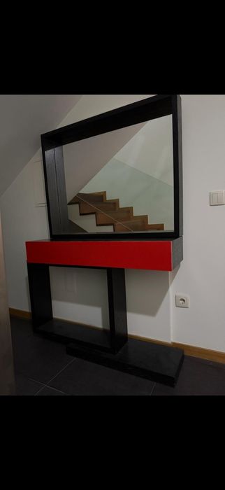 Consola de entrada com espelho grande - design moderno(preto/vermelho)