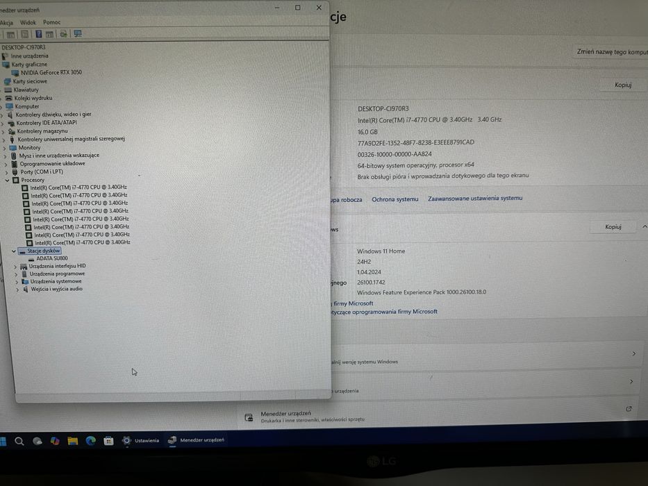 Komputer do gier Gamingowy/Intel Core i7-4770/SSD 512/RTX 3050 8GB