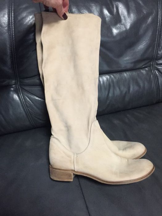 Сапоги белые замшевые