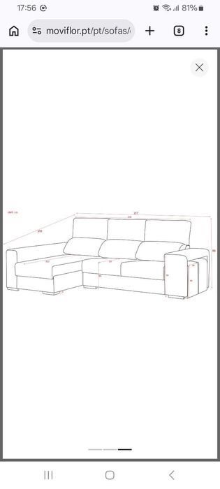 Sofá chaise-longue esquerda 3 lugares