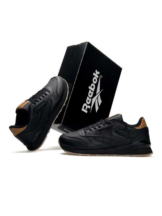 Кросівки Reebok Classic Leather Black Brown premium i89 шкіряні