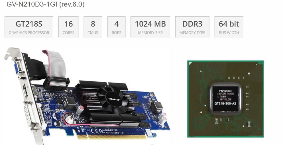 Продам Відеокартку GIGABYTE GeForce 210 1 GB Rev. 6.0 як Нова