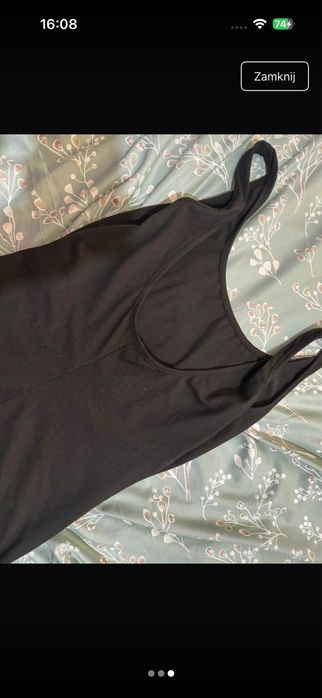 Czarny długi kombinezon na ramiączkach