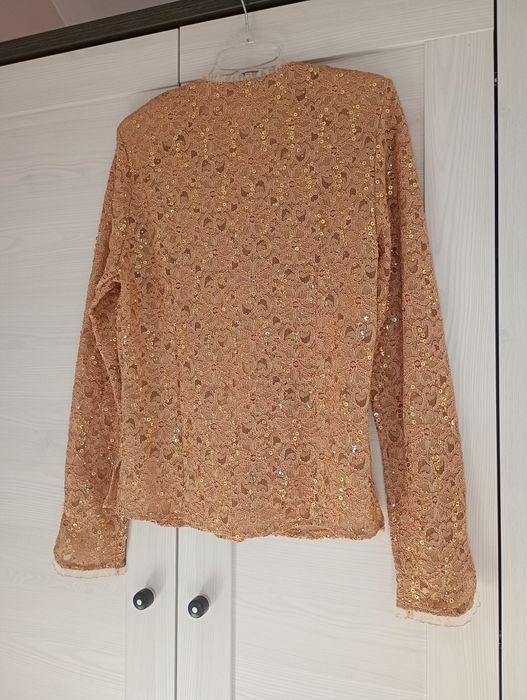 Cekinowa złota bluzka bolerko