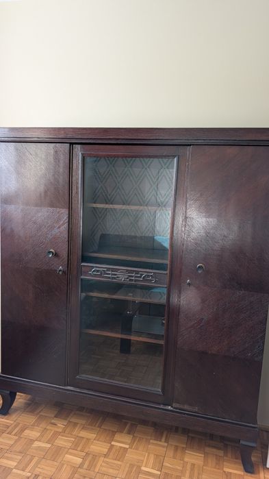 Drewniana witryna biblioteczka fornir art deco stylowa