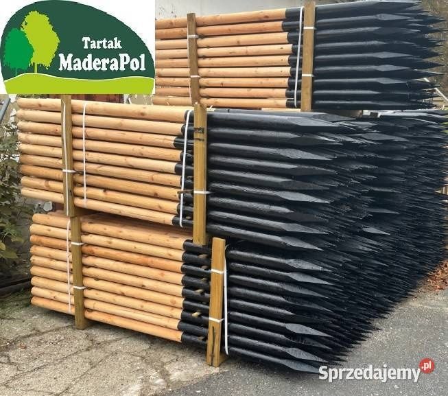 Słupki ogrodzeniowe impreg. Fi 8x250cm + smołowane