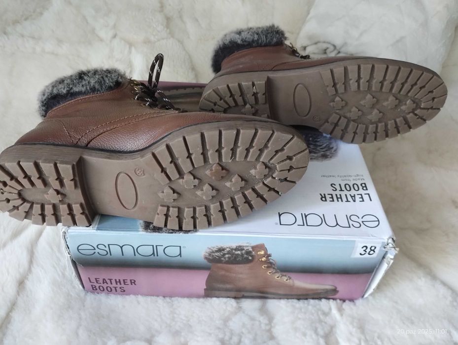 Buty skórzane, zimowe, damskie , r.38-sprzedam