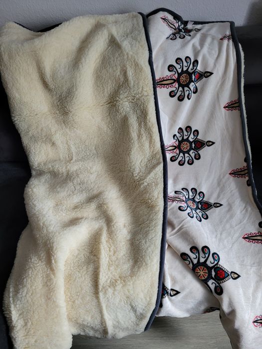 Koc dwuwarstwowy polar wełna góralski