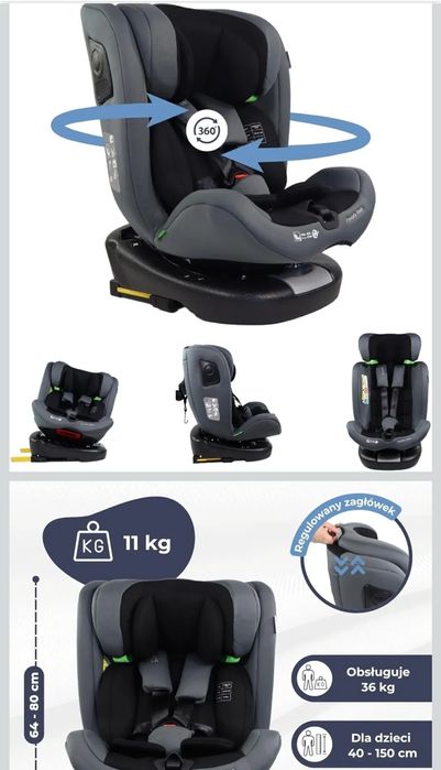 Nowy 360 fotelik samochodowy Mobiclinic do 36kg 150cm