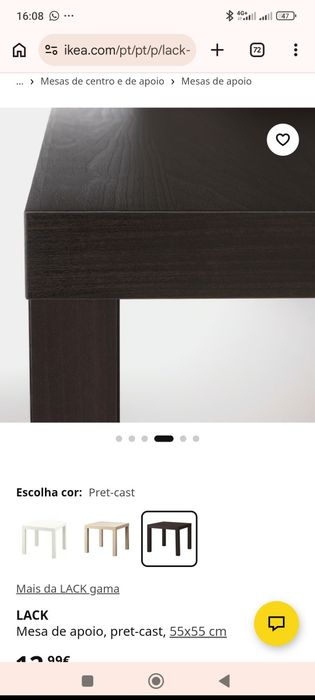 Mesa IKEA preta 55x55